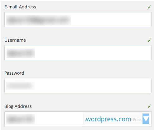 Get started with WordPress.com by filling out this simple form