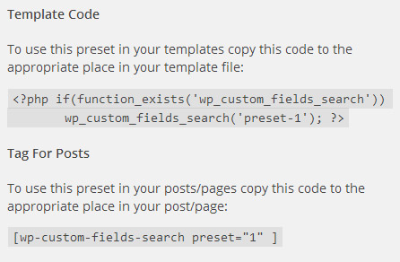 「WP Custom Fields Search」のコード