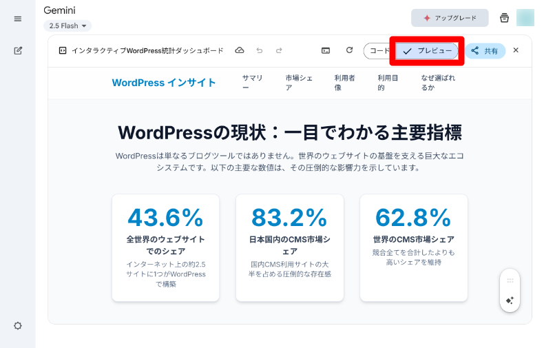 Gemini Deep ResearchのWebページ作成機能1