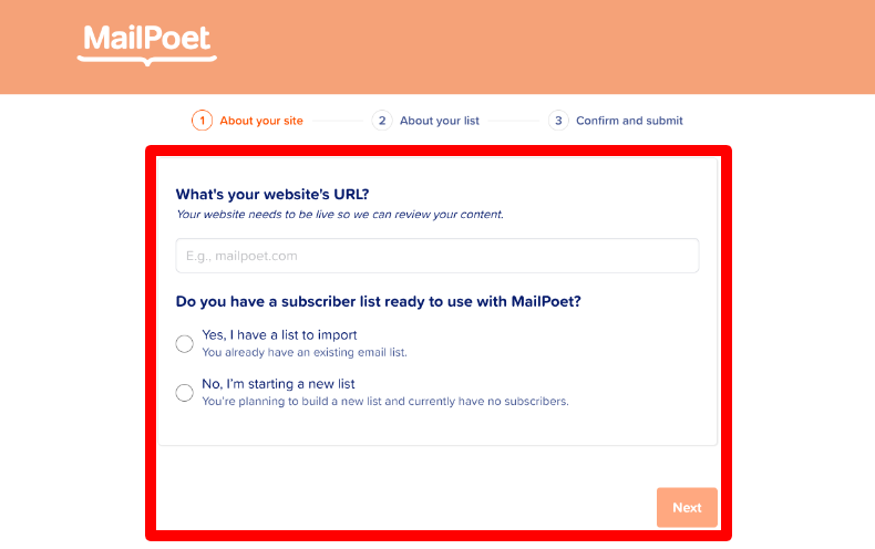 MailPoetの設定ウィザード8