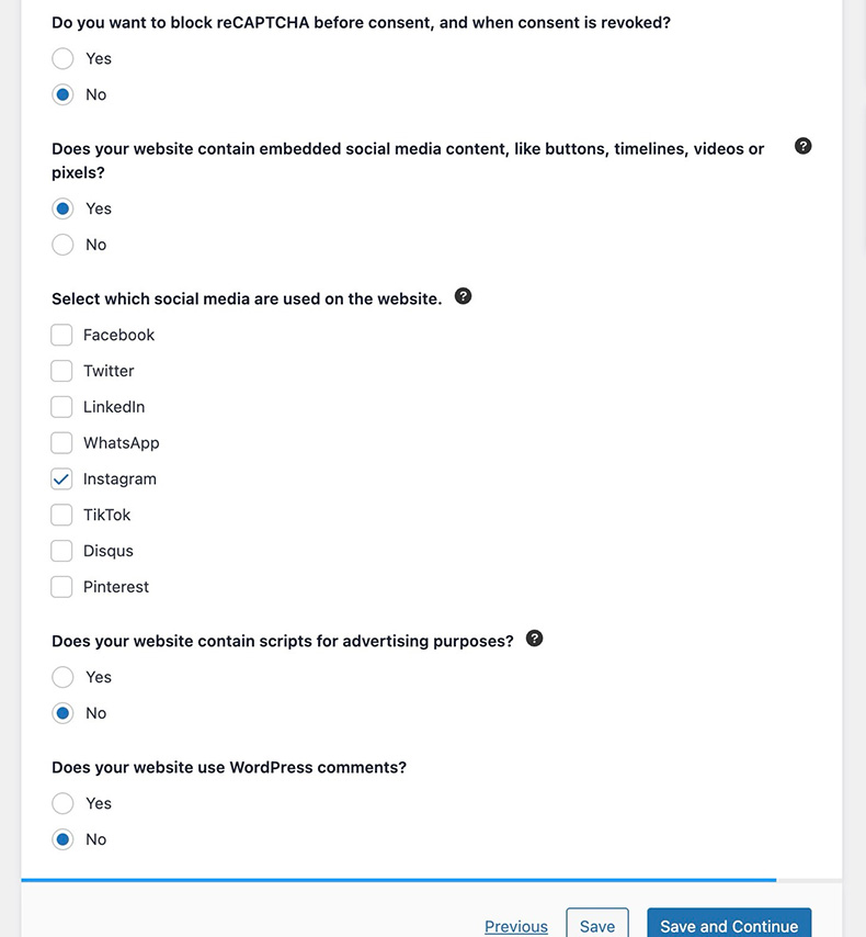 Complianzの設定画面（Services）パート2