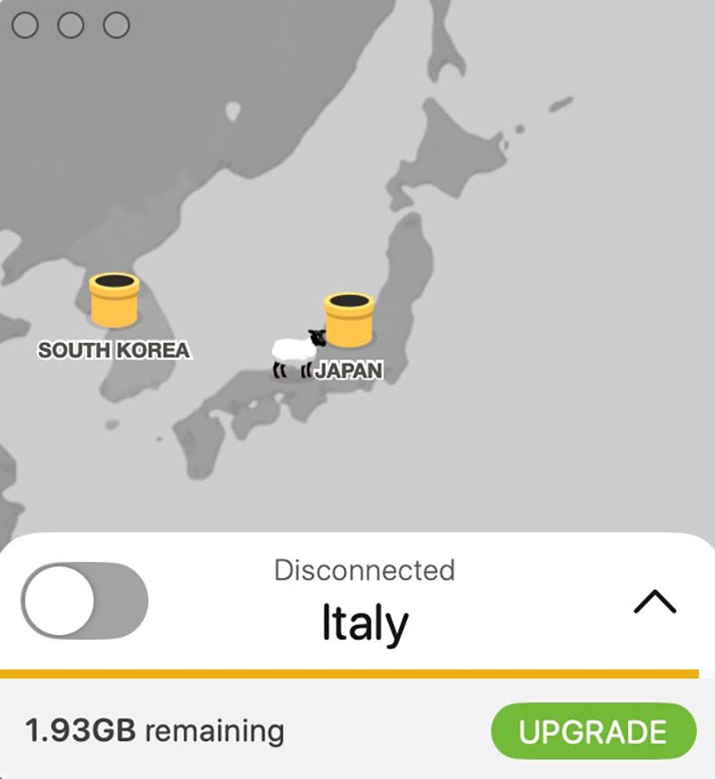 TunnelBearを起動した画面