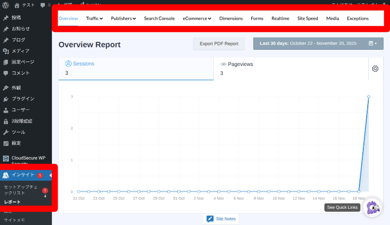 MonsterInsightsのレポート1