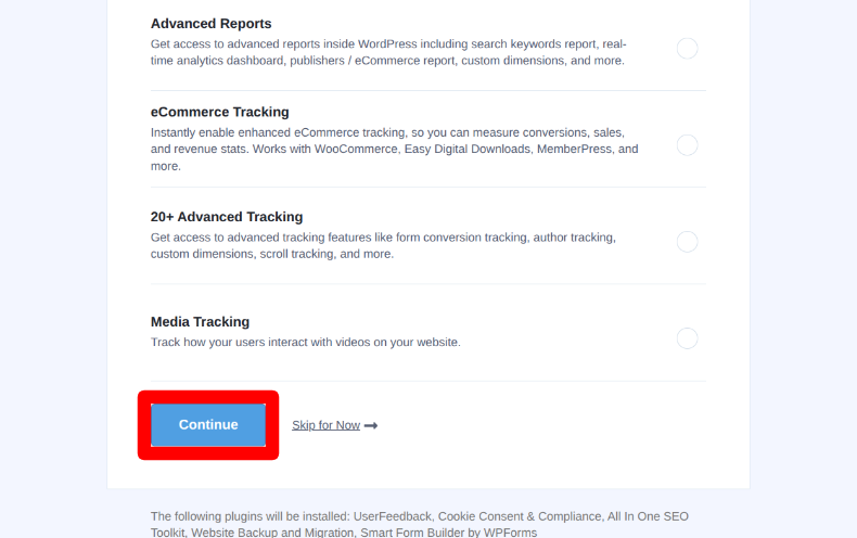 MonsterInsightsの設定ウィザード9