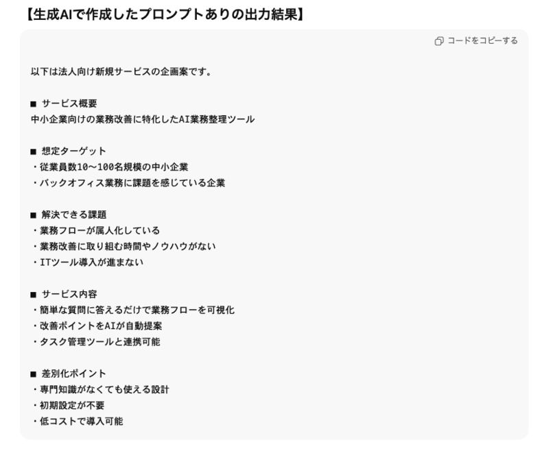 ChatGPTのプロンプトありのアイデア出し