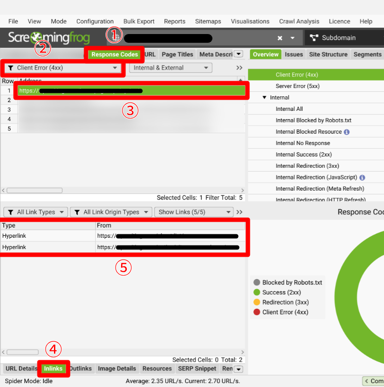 Screaming Frog SEO Spiderのリンク切れチェック