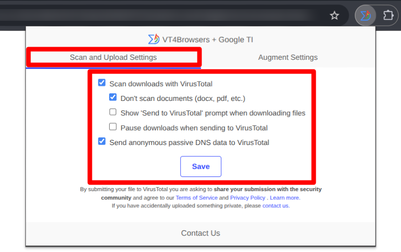 VirusTotalの拡張機能1