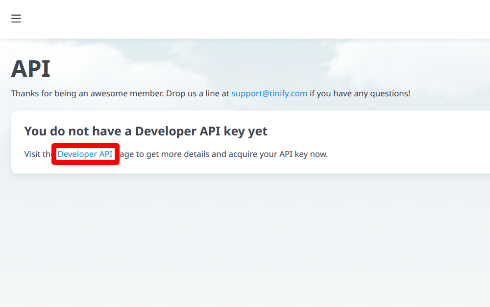 TinyPNG APIキーの取得方法4