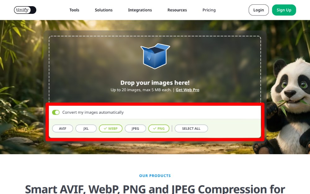 TinyPNG Web版の使い方1