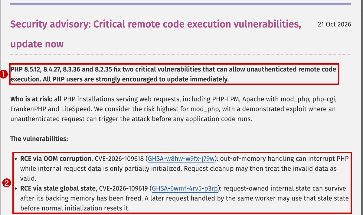 PHPの公式サイトのセキュリティ注意喚起