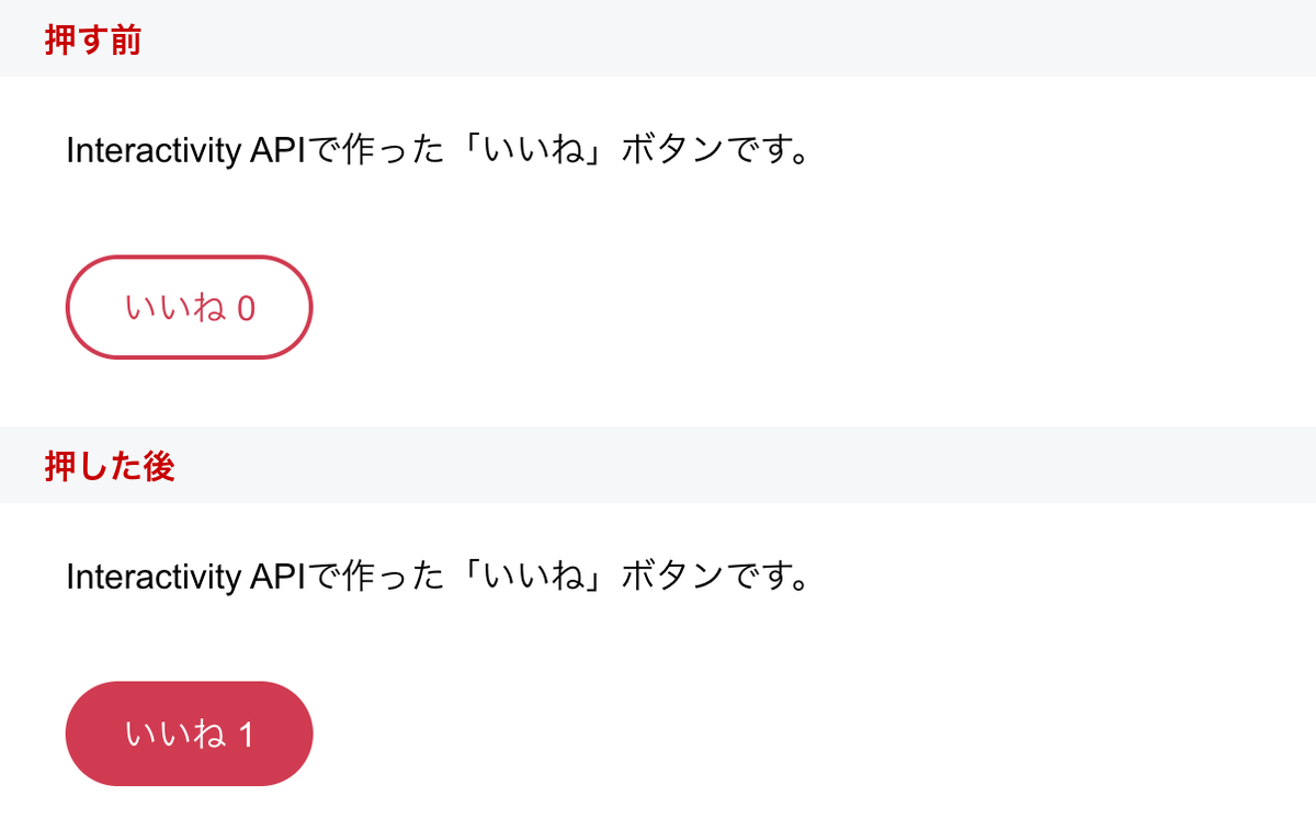 「いいね」ボタンを押す前と押した後